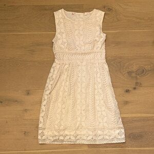 Anthropology Cream Lace Sleeveless Dress